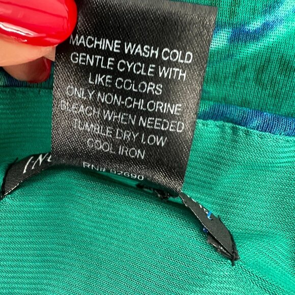 INC International Concepts L Ruffle Camisole Green Blue Abstract Layering Top - Picture 4 of 9